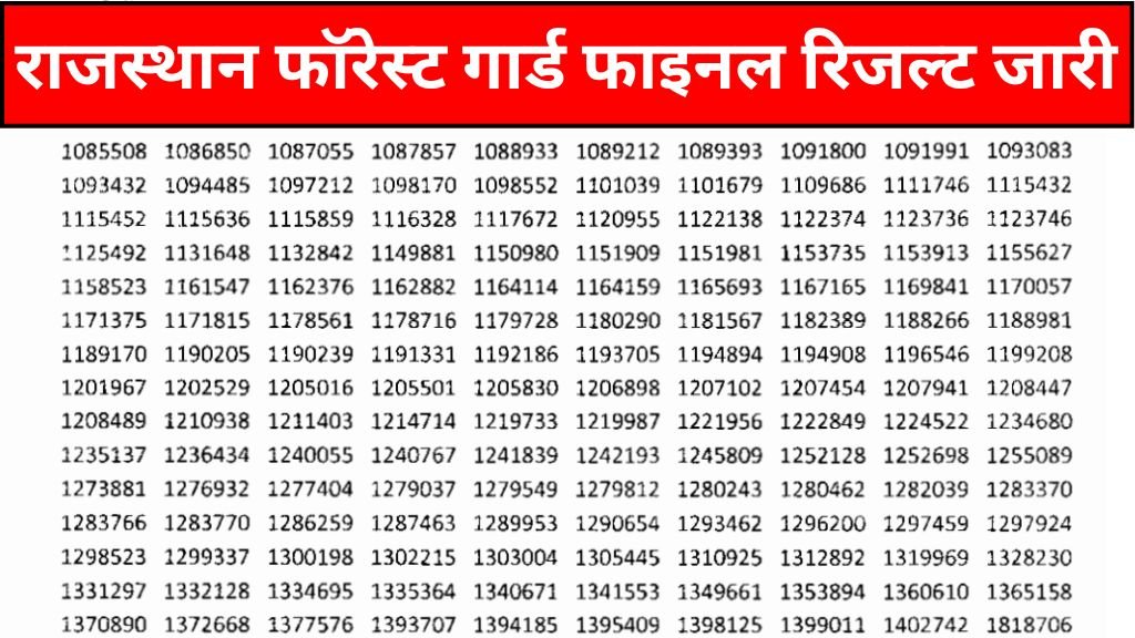 Rajasthan Forest Guard Result: राजस्थान फॉरेस्ट गार्ड फाइनल रिजल्ट जारी यहां से चेक करें